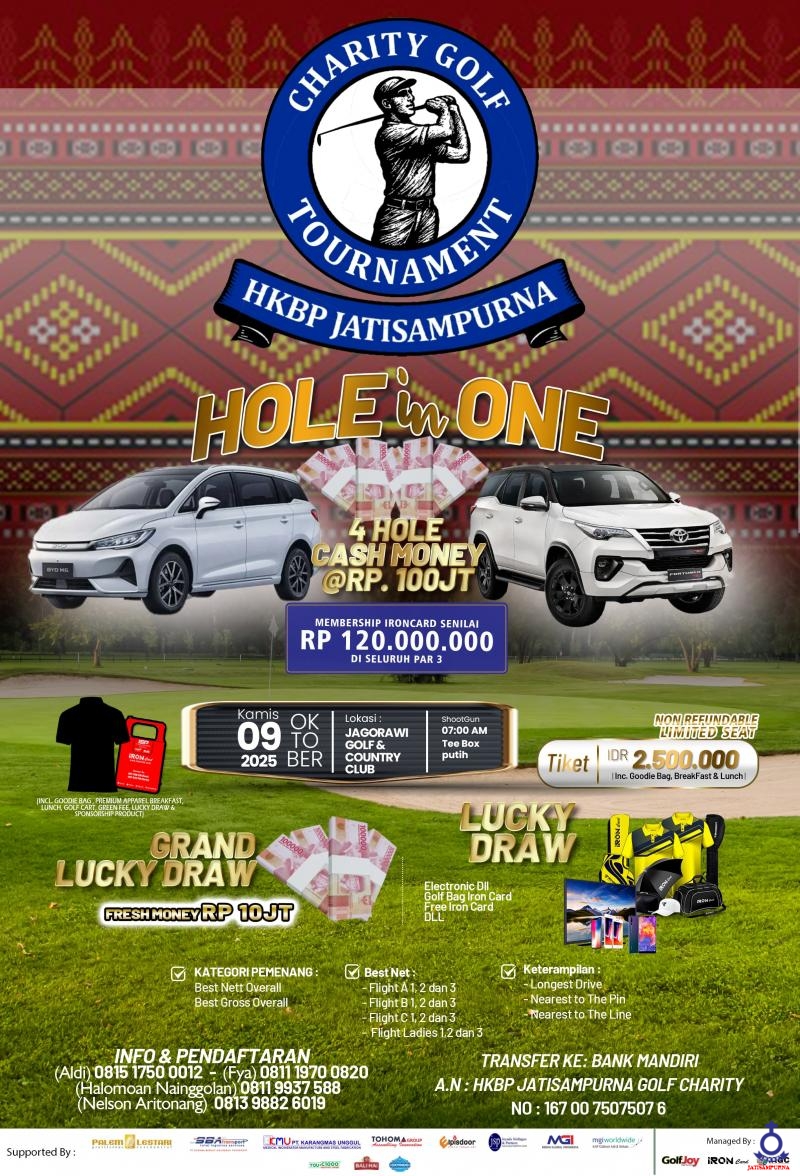 HKBP Jatisampurna mengadakan Golf Charity, Kamis 9 Oktober 2025
