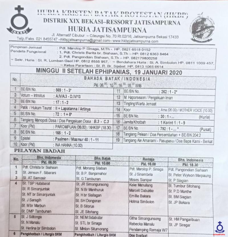 Warta Jemaat 19 Januari 2020