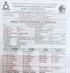 Warta Jemaat 19 Januari 2020